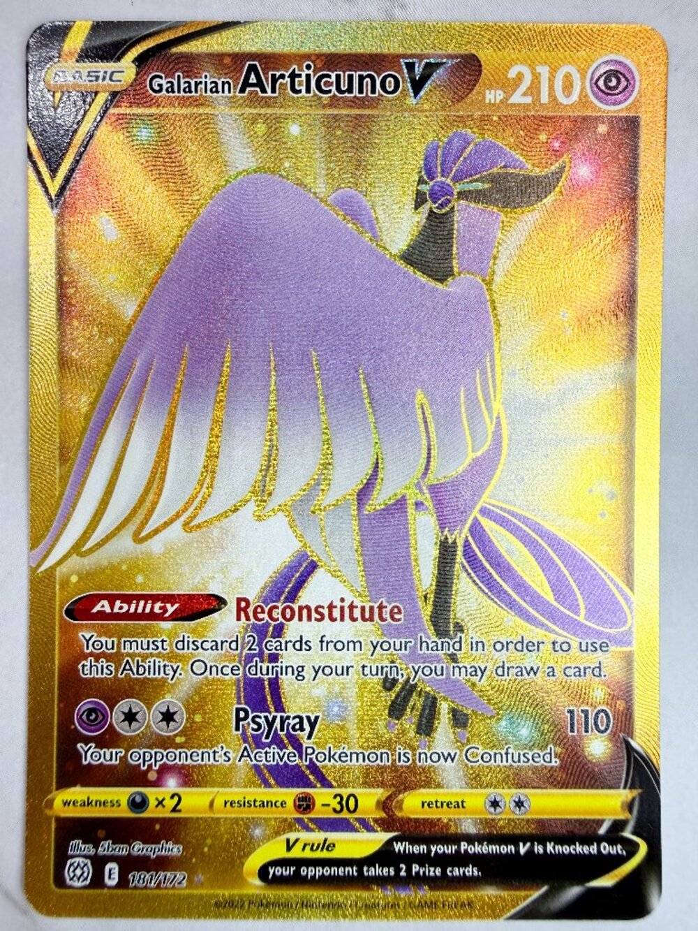 Pokemon SWSH Brilliant Stars Galarian Articuno V Full Art Secret Excellent
